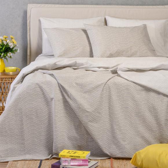 Σεντόνια Υπέρδιπλα Σετ Με Λάστιχο 160x200+32cm Melinen Maverick Light Grey Βαμβακερά