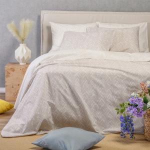 Σεντόνια Υπέρδιπλα Σετ Με Λάστιχο 160x200+32cm Melinen Coral Light Grey Βαμβακερά