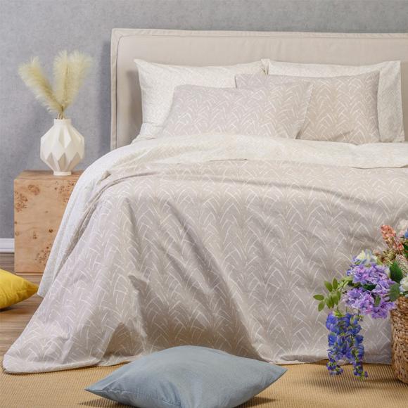 Σεντόνια Υπέρδιπλα Σετ Με Λάστιχο 160x200+32cm Melinen Coral Light Grey Βαμβακερά
