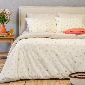 Σεντόνια Υπέρδιπλα Σετ Με Λάστιχο 160x200+32cm Melinen Spring Beige Βαμβακερά
