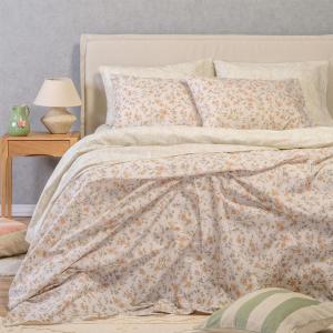 Σεντόνια Υπέρδιπλα Σετ Με Λάστιχο 160x200+32cm Melinen Amy Beige Βαμβακερά
