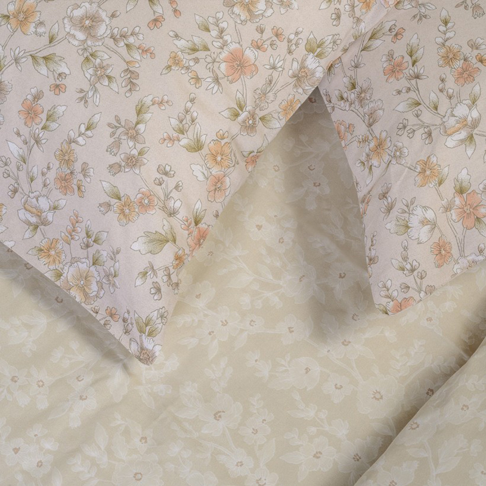 Σεντόνια Υπέρδιπλα Σετ Με Λάστιχο 160x200+32cm Melinen Amy Beige Βαμβακερά