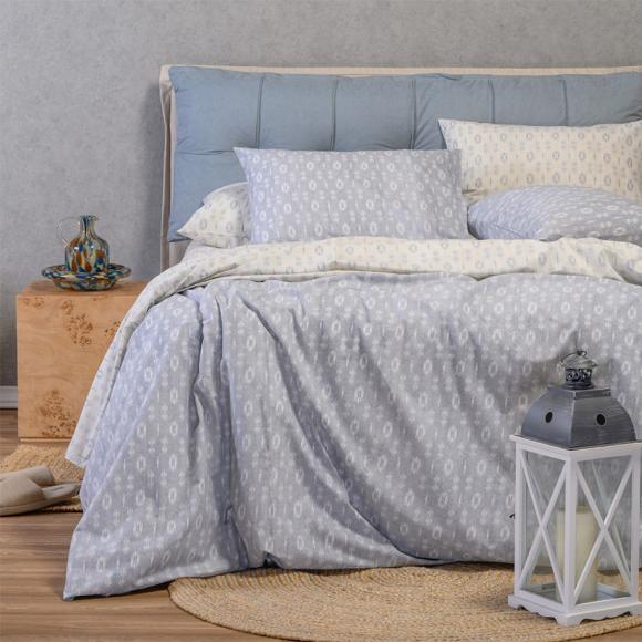 Σεντόνια Υπέρδιπλα Σετ Με Λάστιχο 160x200+32cm Melinen River Light Grey Βαμβάκι-Πολυεστέρας