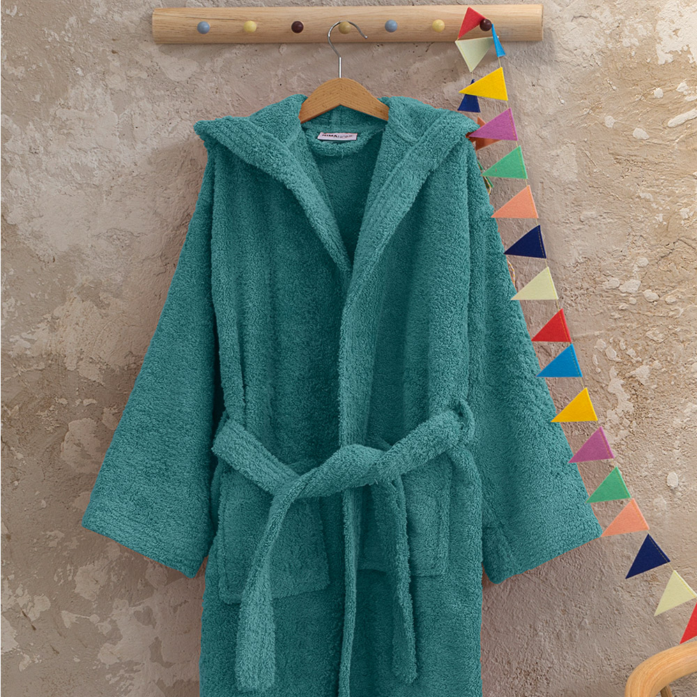 Μπουρνούζι Παιδικό Mε Κουκούλα Nima Wizard Jungle Green Βαμβακερό