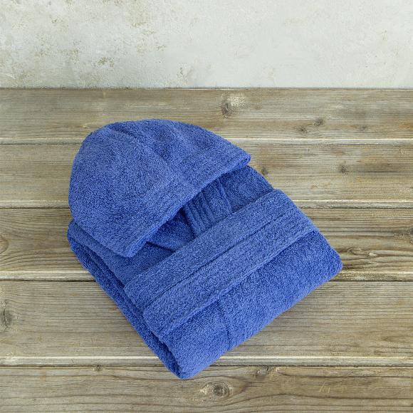 Μπουρνούζι Παιδικό Mε Κουκούλα Nima Wizard Fun Blue Βαμβακερό