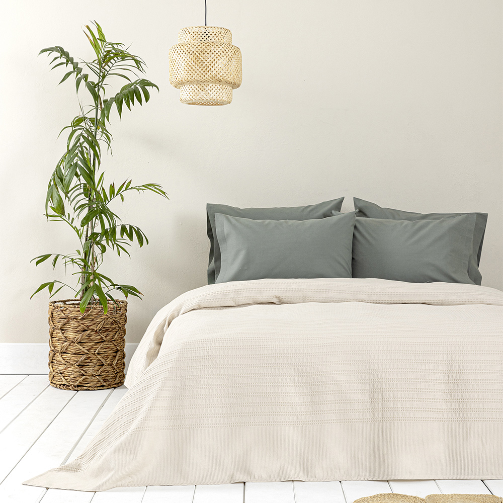 Κουβέρτα Πικέ Υπέρδιπλη 220x240cm Dune Sand Beige Βαμβακερή