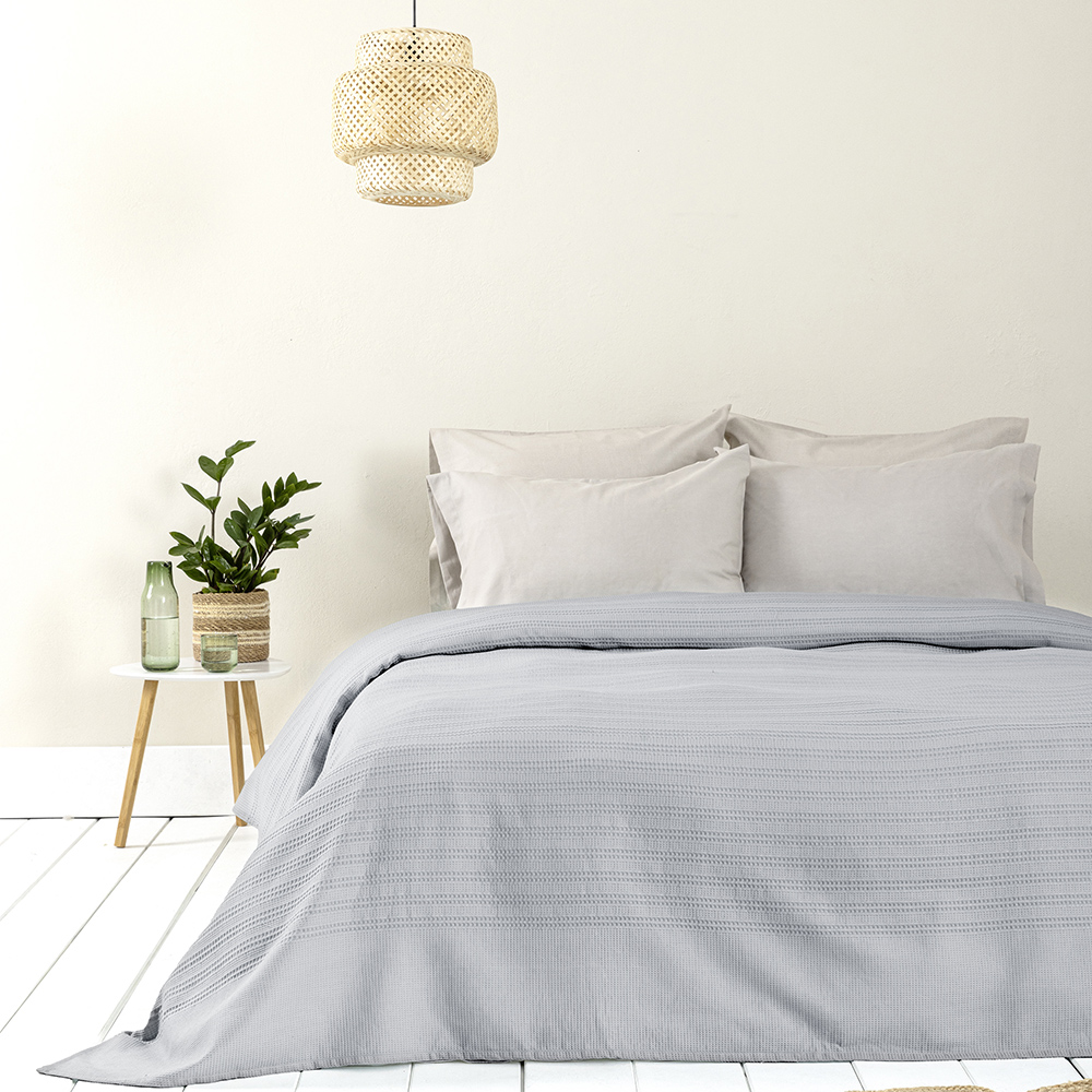 Κουβέρτα Πικέ Μονή 160x240cm Dune Gray Βαμβακερή
