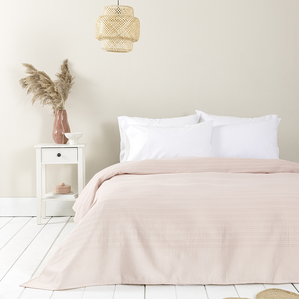 Κουβέρτα Πικέ Μονή 160x240cm Dune Rose Pink Βαμβακερή