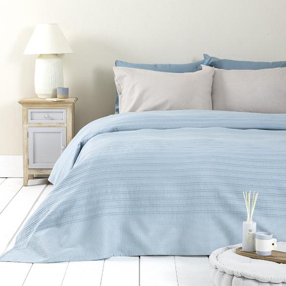 Κουβέρτα Πικέ Μονή 160x240cm Dune Denim Blue Βαμβακερή