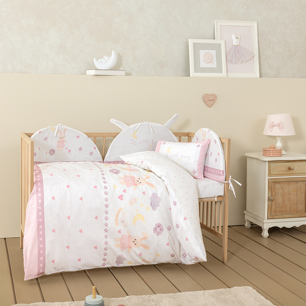 Σεντόνια Βρεφικά Σετ Με Λάστιχο 70x140+15cm Nima My Little Bunny Βαμβακερά