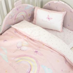 Σεντόνια Βρεφικά Σετ Με Λάστιχο 70x140+15cm Nima Rainbow Love Βαμβακερά
