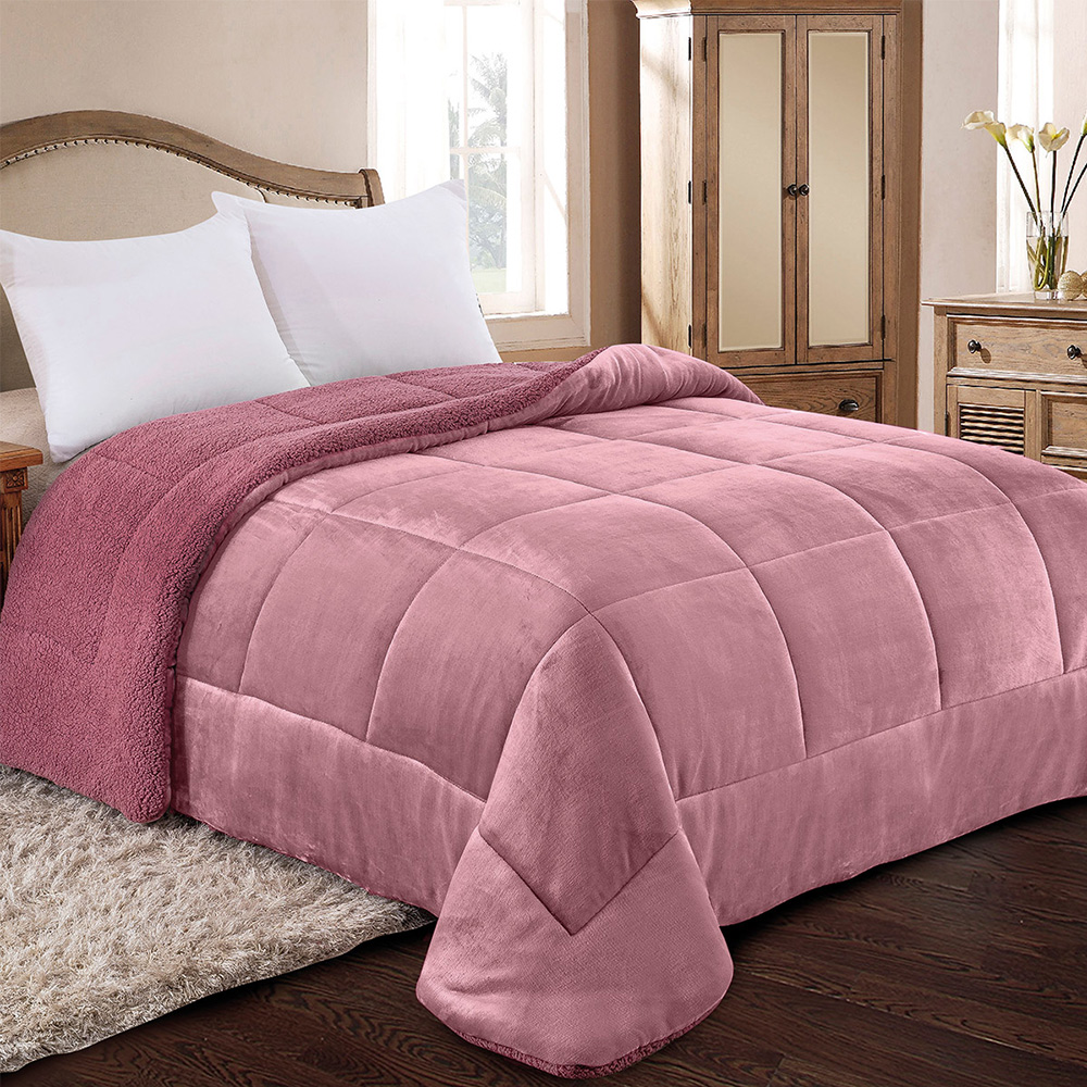 Κουβερτοπάπλωμα Υπέρδιπλο Fleece-Sherpa 220x240cm Adam Home 805 Apple Πολυέστερας