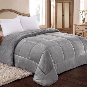 Κουβερτοπάπλωμα Υπέρδιπλο Fleece-Sherpa 220x240cm Adam Home 805 Grey Πολυέστερας