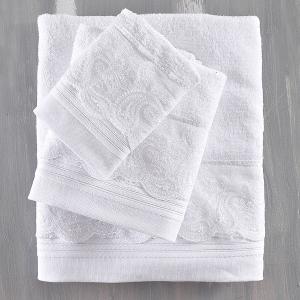 Πετσέτες Νυφικές Σετ 3τχμ Rythmos Anika Λευκό Βαμβακερές