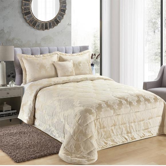 Κουβερλί King Size Σετ 250x240cm Liolios Home Collective Cream Microsatin