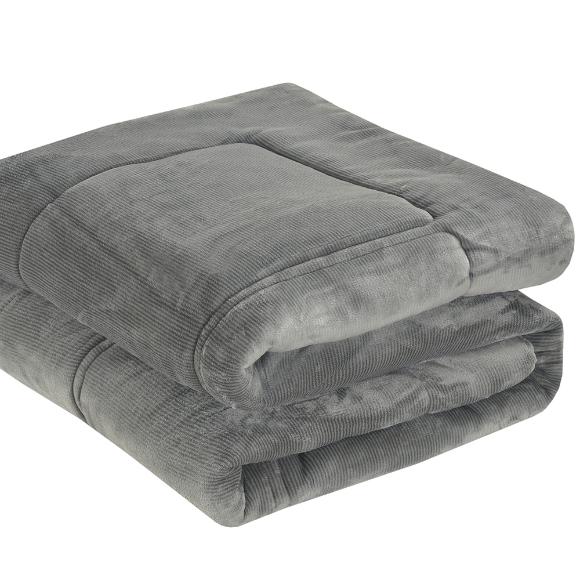 Κουβερτοπάπλωμα Υπέρδιπλο Fleece-Flannel 220x240cm Liolios Home Napoli Grey Πολυέστερας
