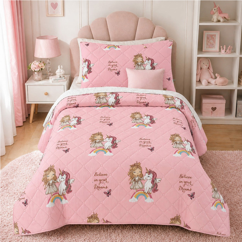 Κουβερλί Παιδικό Μονό Σετ 160x220cm Astron Unicorn Microfiber