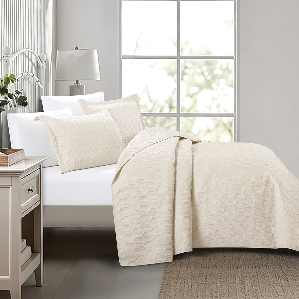 Κουβερλί Υπέρδιπλο Σετ 220x240cm Liolios Home Glenda Beige Microsatin
