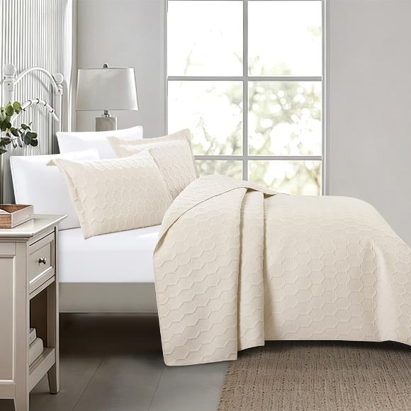 Κουβερλί Υπέρδιπλο Σετ 220x240cm Liolios Home Glenda Beige Microsatin
