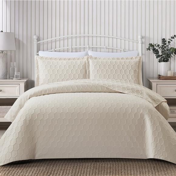 Κουβερλί Υπέρδιπλο Σετ 220x240cm Liolios Home Glenda Beige Microsatin