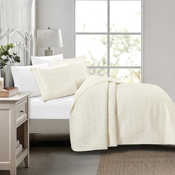 Κουβερλί Υπέρδιπλο Σετ 220x240cm Liolios Home Glenda Cream Microsatin