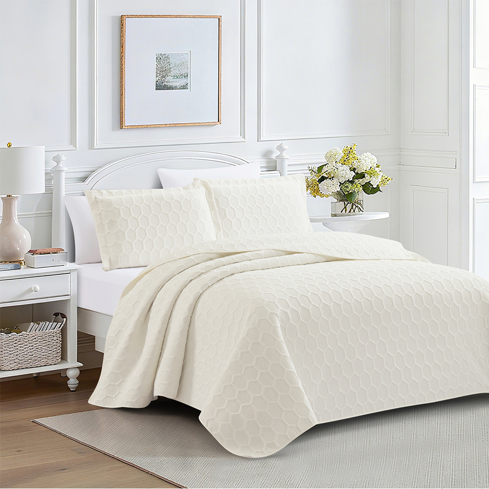 Κουβερλί Υπέρδιπλο Σετ 220x240cm Liolios Home Glenda Cream Microsatin
