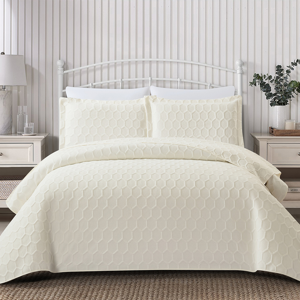 Κουβερλί Υπέρδιπλο Σετ 220x240cm Liolios Home Glenda Cream Microsatin