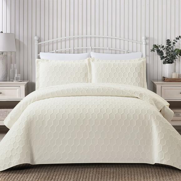 Κουβερλί Υπέρδιπλο Σετ 220x240cm Liolios Home Glenda Cream Microsatin