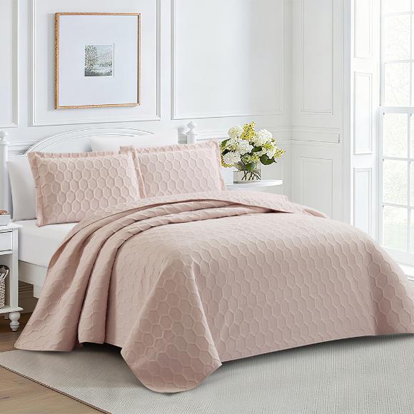 Κουβερλί Υπέρδιπλο Σετ 220x240cm Liolios Home Glenda Rose Microsatin