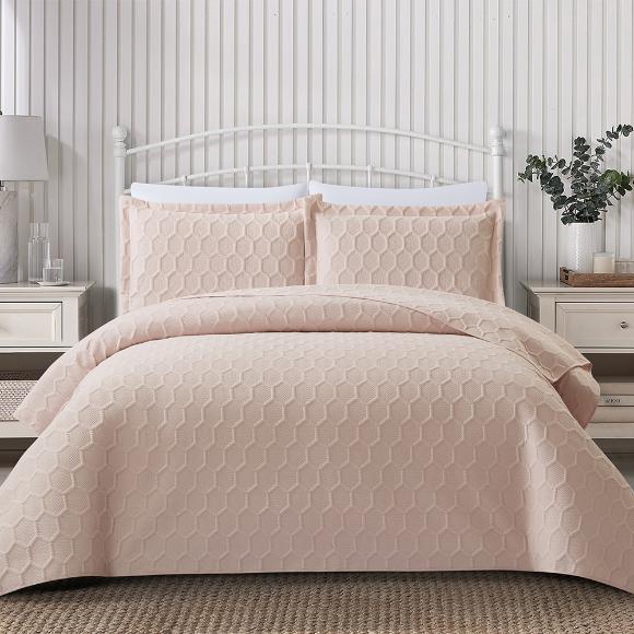 Κουβερλί Υπέρδιπλο Σετ 220x240cm Liolios Home Glenda Rose Microsatin