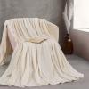 Κουβέρτα Υπέρδιπλη Jacquard Flannel 220x240cm Rythmos Harmonie Εκρού Πολυεστέρας