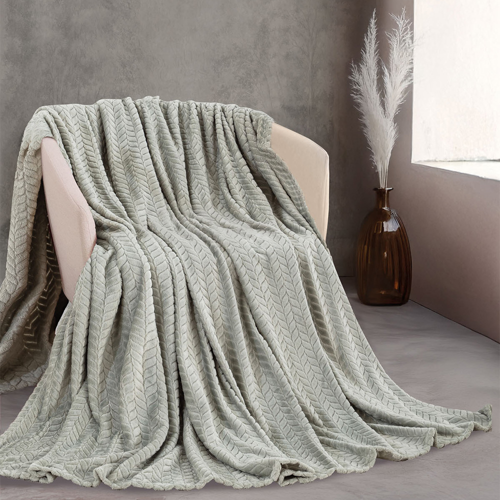 Κουβέρτα Υπέρδιπλη Jacquard Flannel 220x240cm Rythmos Harmonie Γκρι Πολυεστέρας