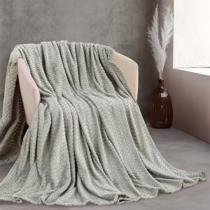 Κουβέρτα Υπέρδιπλη Jacquard Flannel 220x240cm Rythmos Harmonie Γκρι Πολυεστέρας