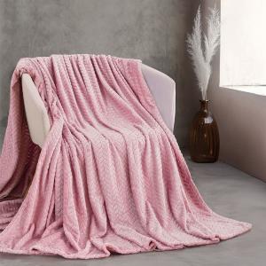 Κουβέρτα Υπέρδιπλη Jacquard Flannel 220x240cm Rythmos Harmonie Ροζ Πολυεστέρας