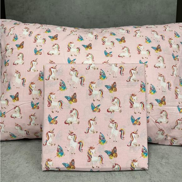 Σεντόνια Παιδικά Σετ 170x260cm Astron Fairy Unicorn Βαμβακερά