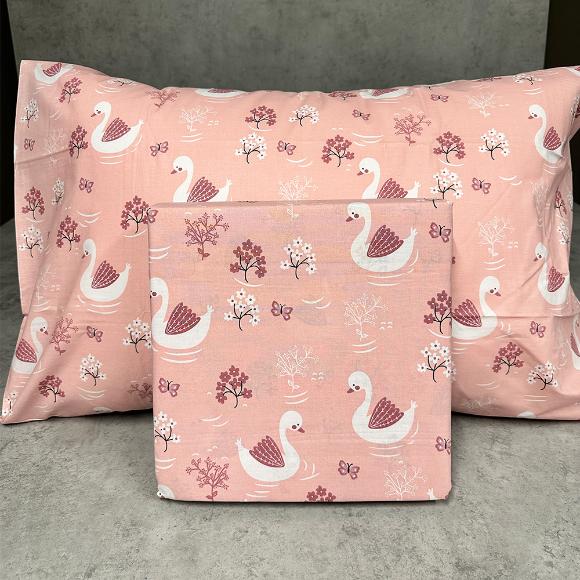 Σεντόνια Παιδικά Σετ 170x260cm Astron Swan Βαμβακερά