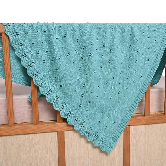 Κουβέρτα Πλεκτή Αγκαλιάς 80x100cm Liolios Home Bunny/Toy(Aqua) Βαμβακερή