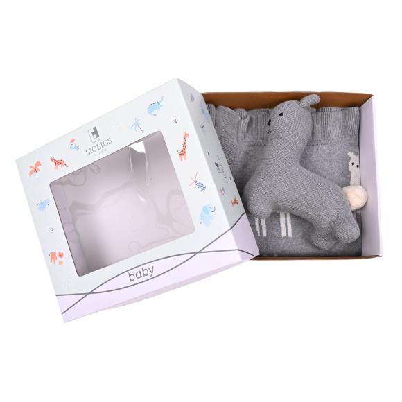 Κουβέρτα Πλεκτή Αγκαλιάς 80x100cm Liolios Home Lama/Toy(Grey) Βαμβακερή