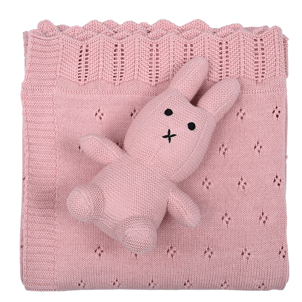 Κουβέρτα Πλεκτή Αγκαλιάς 80x100cm Liolios Home Bunny/Toy(Pink) Βαμβακερή