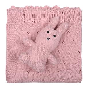 Κουβέρτα Πλεκτή Αγκαλιάς 80x100cm Liolios Home Bunny/Toy(Pink) Βαμβακερή