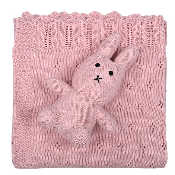 Κουβέρτα Πλεκτή Αγκαλιάς 80x100cm Liolios Home Bunny/Toy(Pink) Βαμβακερή