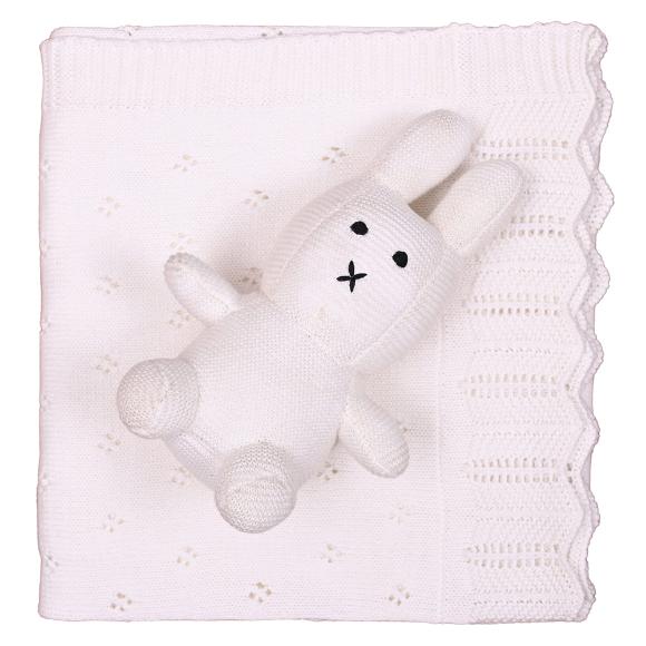 Κουβέρτα Πλεκτή Αγκαλιάς 80x100cm Liolios Home Bunny/Toy(Ivory) Βαμβακερή