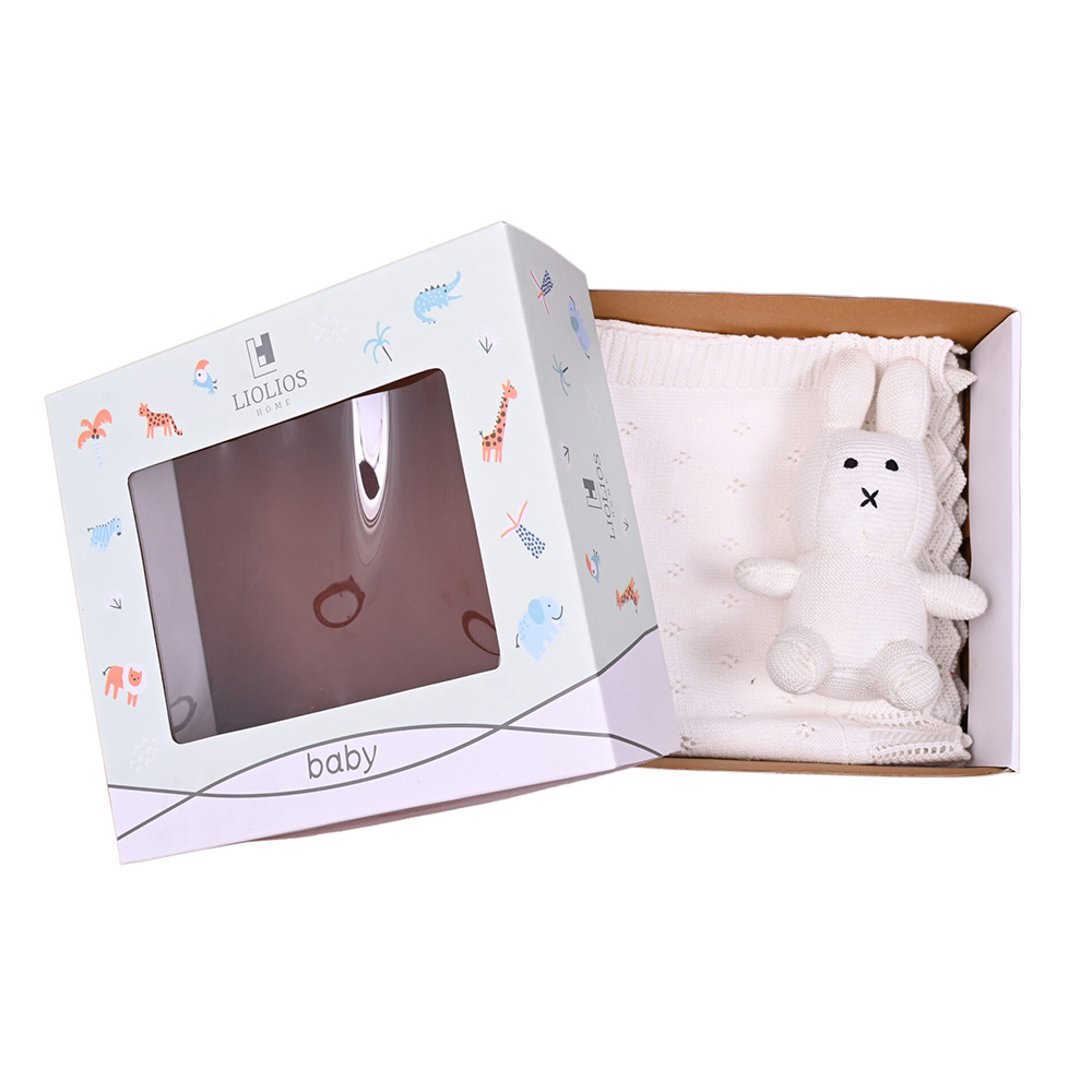 Κουβέρτα Πλεκτή Αγκαλιάς 80x100cm Liolios Home Bunny/Toy(Ivory) Βαμβακερή