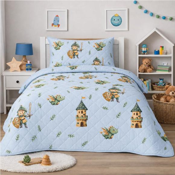 Κουβερλί Παιδικό Μονό Σετ 160x220cm Knight Castle Microfiber