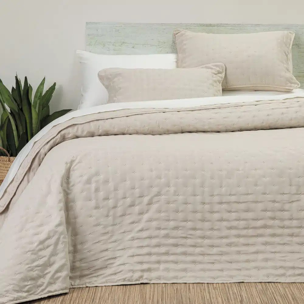 Κουβερλί Υπέρδιπλο Σετ 220x240cm Borea Croiset Εκρού Πολυέστερ
