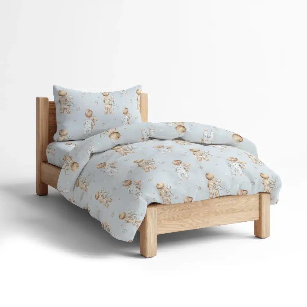 Σετ 5τμχ Κουβερλί + Σετ Σεντόνια Μονα Borea Goodnight Σιέλ Microfiber