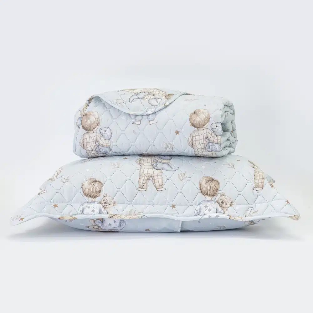 Σετ 5τμχ Κουβερλί + Σετ Σεντόνια Μονα Borea Goodnight Σιέλ Microfiber