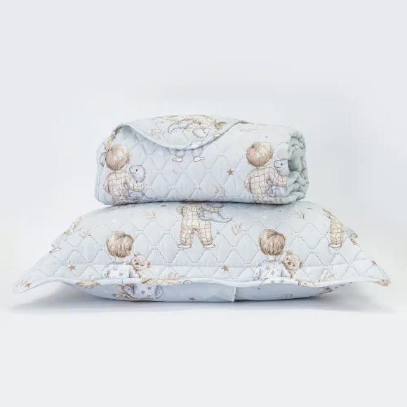 Σετ 5τμχ Κουβερλί + Σετ Σεντόνια Μονα Borea Goodnight Σιέλ Microfiber