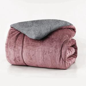 Κουβερτοπάπλωμα Υπέρδιπλο Fleece-Sherpa 220x240cm Borea Cozy Ροζέ-Γκρι Πολυέστερας