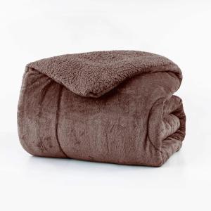 Κουβερτοπάπλωμα Μονό Fleece-Sherpa 160x220cm Borea Cozy Καφέ Πολυέστερας